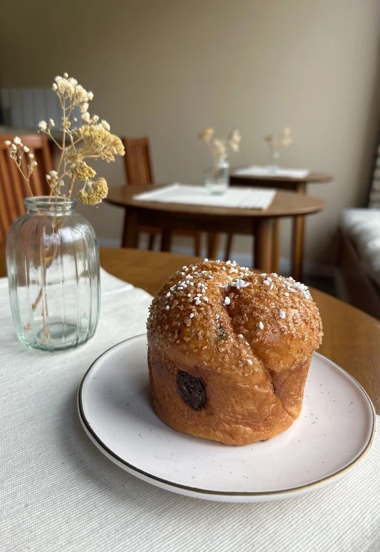 Fresh baked pastry on a plate inside Poppy Bakery on Milwaukee's East Side