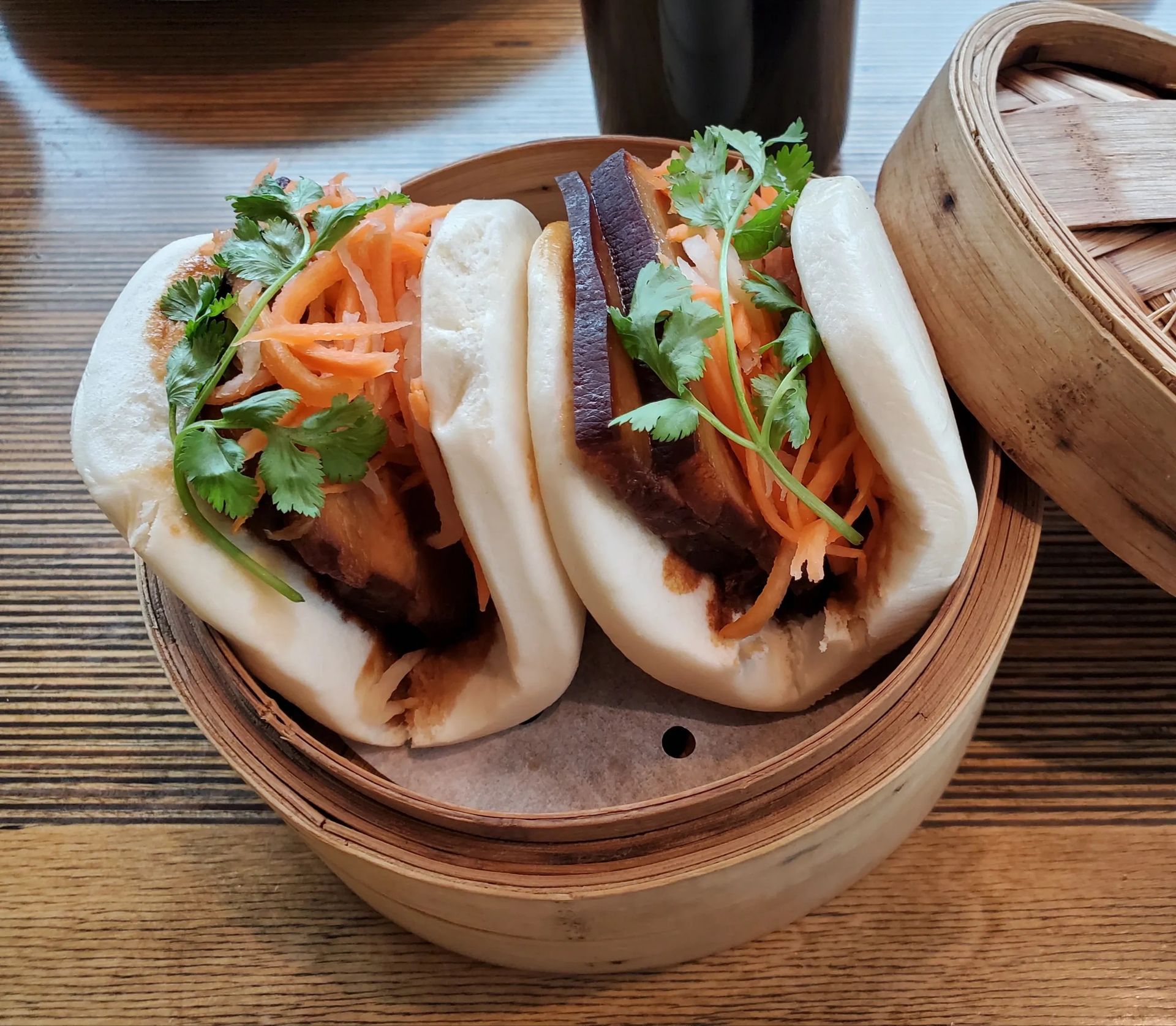 Dan Dan noodles and dumplings from Momo Mee in Milwaukee, Wisconsin